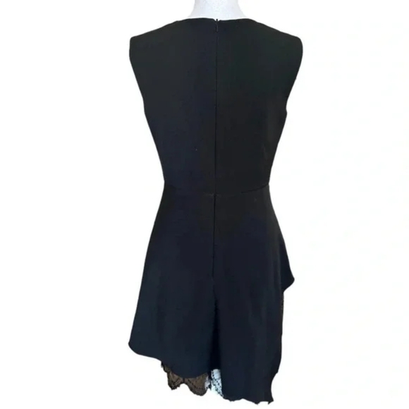 Lattelier Asymmetric Lace Hem Fit and Flare Gather Little Black Dress Sz XL - Picture 4 of 13